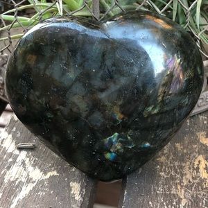 Big lavakite heart rainbow labradorite crystal gem